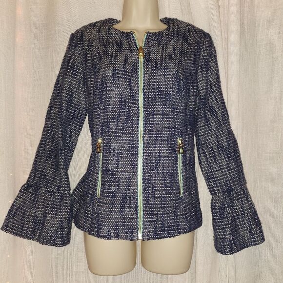 Sail to Sable Blue Blazer with Flared Sleeves - Picture 1 of 14